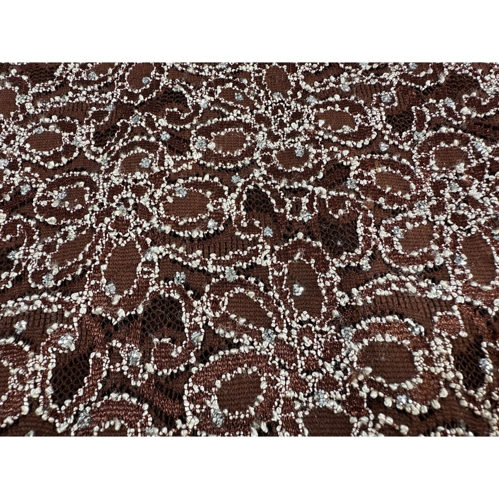 Vintage Maggie Barnes Brown Tunic‎ Top White Micro Beaded  Size 3X Glam Party - Picture 5 of 15